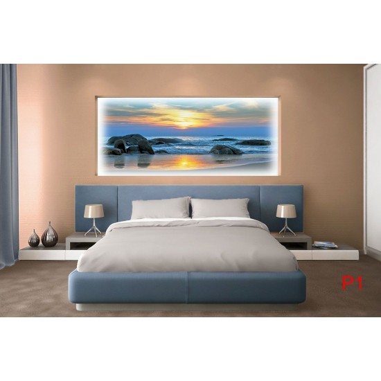 Wallpapers mural beautiful sea shore on sunset with blue shades