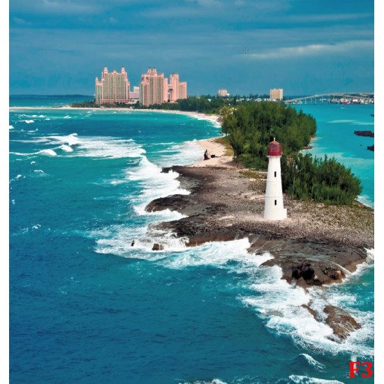 Wallpapers mural lighthouse with a beautiful town background
