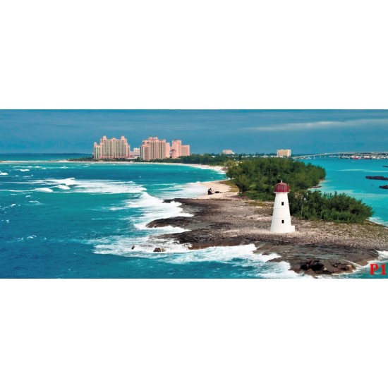 Wallpapers mural lighthouse with a beautiful town background