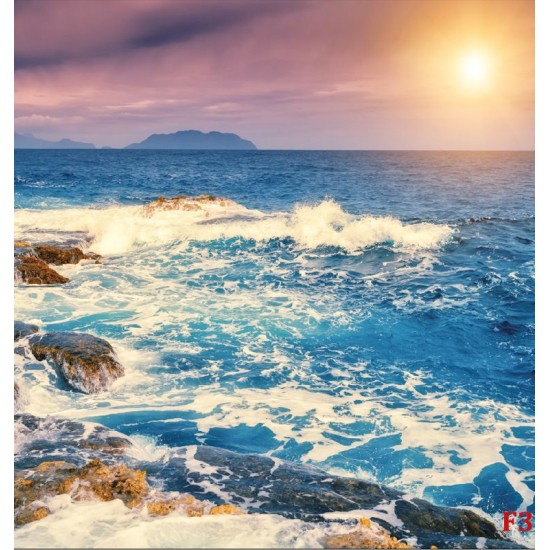 Wallpapers mural seashore with waves in sunset Wallpapers mural seashore with waves in sunset