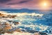 Wallpapers mural seashore with waves in sunset