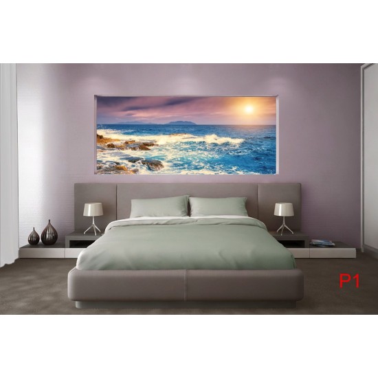 Wallpapers mural seashore with waves in sunset Wallpapers mural seashore with waves in sunset