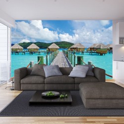 Wallpapers mural beautiful sea view with villas and bridge