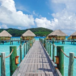 Wallpapers mural beautiful sea view with villas and bridge