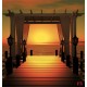 Wallpaper sea bridge with sunset in 2 colors
