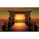 Wallpaper sea bridge with sunset in 2 colors