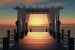 Wallpaper sea bridge with sunset in 2 colors