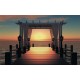 Wallpaper sea bridge with sunset in 2 colors