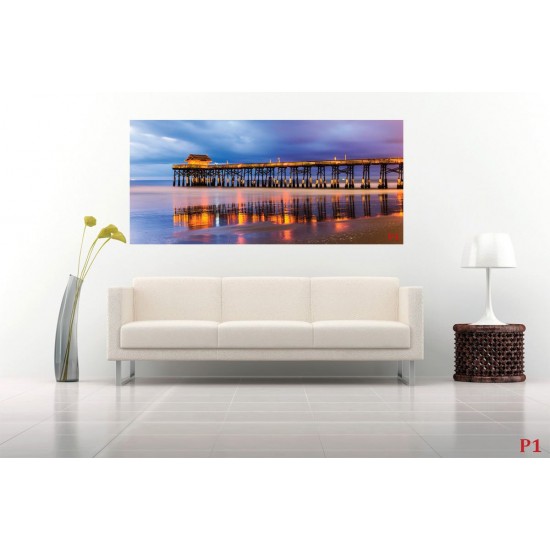 Wallpapers mural shining sea bridge night view Wallpapers mural shining sea bridge night view