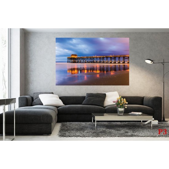 Wallpapers mural shining sea bridge night view Wallpapers mural shining sea bridge night view