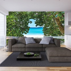 Wallpapers mural a path on seashore with trees