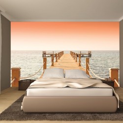 Wallpapers mural bridge in orange gamut