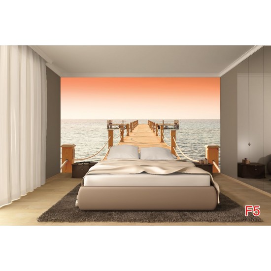 Wallpapers mural bridge in orange gamut