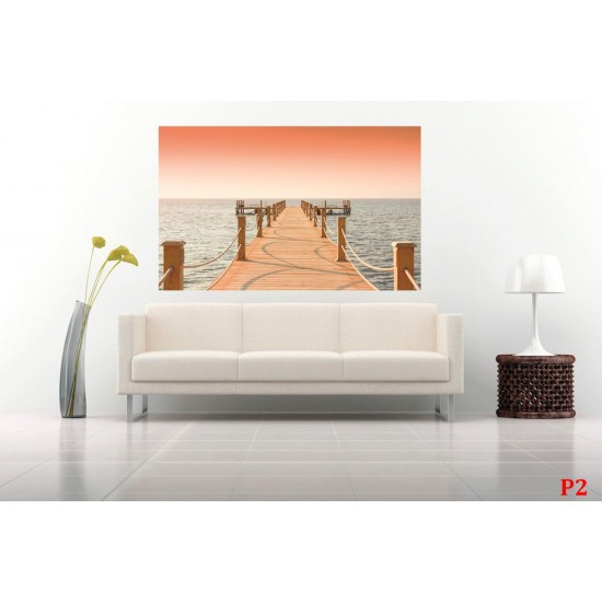 Wallpapers mural bridge in orange gamut