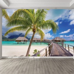 Wallpapers mural bridge overlooking tropical sea Wallpapers mural bridge overlooking tropical sea