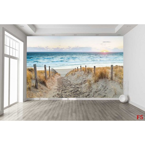 Photo mural path dunes beach at sunset Photo mural path dunes beach at sunset