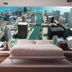 Wallpapers mural panoramic daily view of Chicago Wallpapers mural panoramic daily view of Chicago