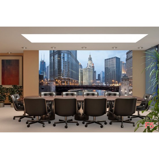 Wallpapers mural panoramic daily view of Chicago and river