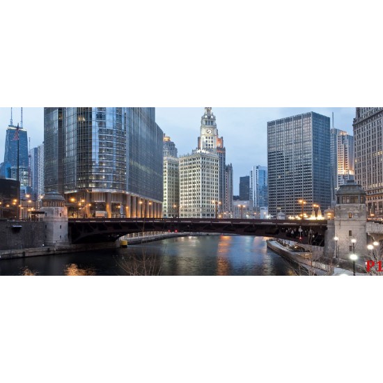 Wallpapers mural panoramic daily view of Chicago and river