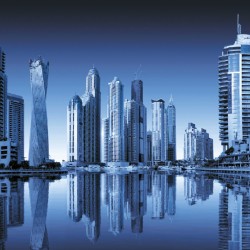 Wallpapers mural specular view of Dubai 2 colors