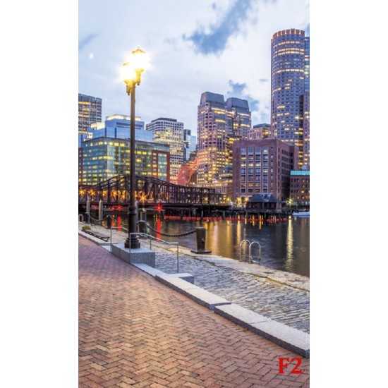 Wallpapers mural colorful view of Boston port