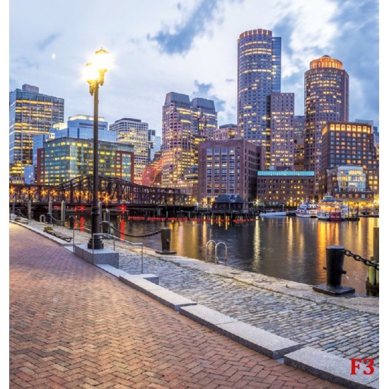 Wallpapers mural colorful view of Boston port