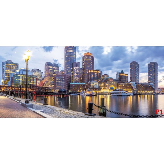 Wallpapers mural colorful view of Boston port