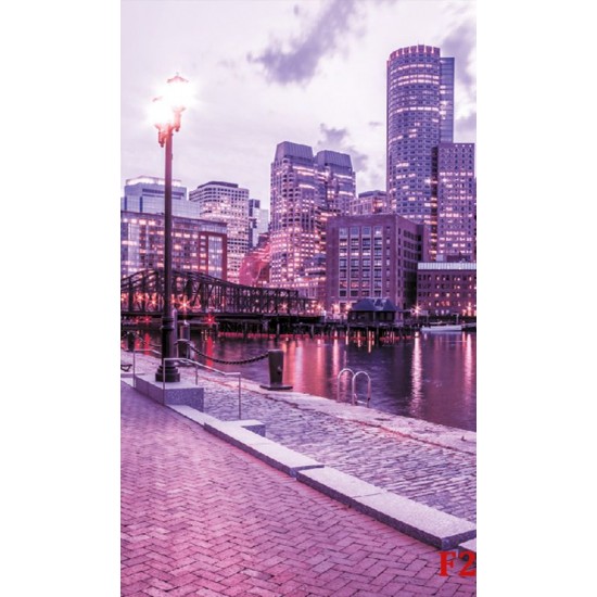 Wallpapers mural colorful view of Boston port 2 colors