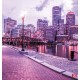 Wallpapers mural colorful view of Boston port 2 colors