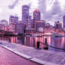 Wallpapers mural colorful view of Boston port 2 colors