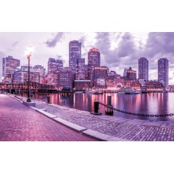 Wallpapers mural colorful view of Boston port 2 colors