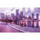 Wallpapers mural colorful view of Boston port 2 colors