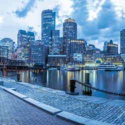 Wallpapers mural colorful view of Boston port 2 colors