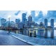 Wallpapers mural colorful view of Boston port 2 colors
