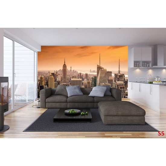 Wallpapers mural view new york skyscrapers in orange range 2 Wallpapers mural view new york skyscrapers in orange range 2