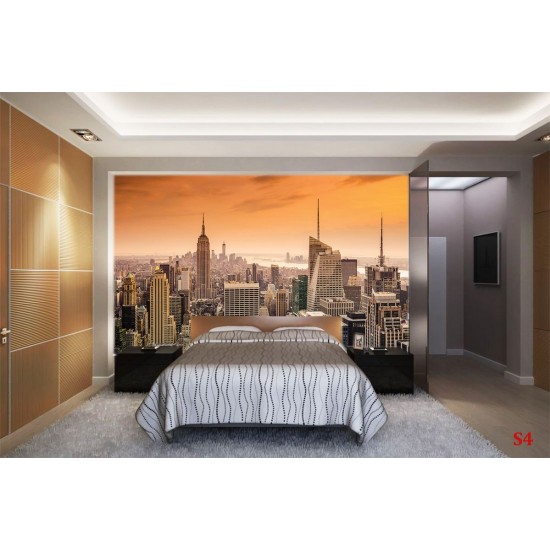 Wallpapers mural view new york skyscrapers in orange range 2 Wallpapers mural view new york skyscrapers in orange range 2