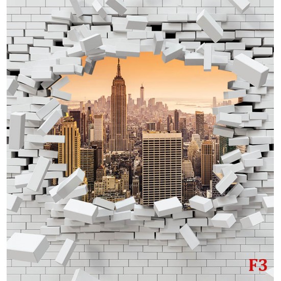 Wallpapers mural broken brick wall view New York orange