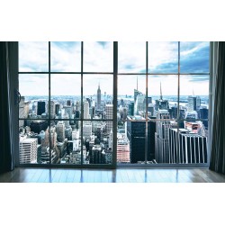 Photo mural Street View Tower in Manhattan in windows in 2 colors