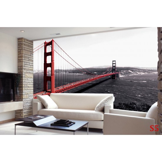Wallpapers mural the red bridge in San francisco Wallpapers mural the red bridge in San francisco