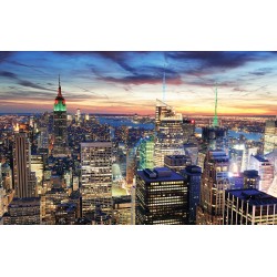 Photo mural Night New York glowing tower in green