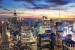 Photo mural Night New York glowing tower in green