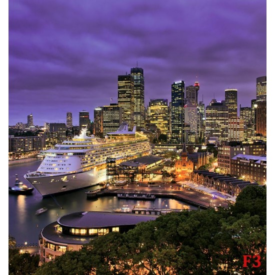 Photo mural night view of a cruise ship from Sydney