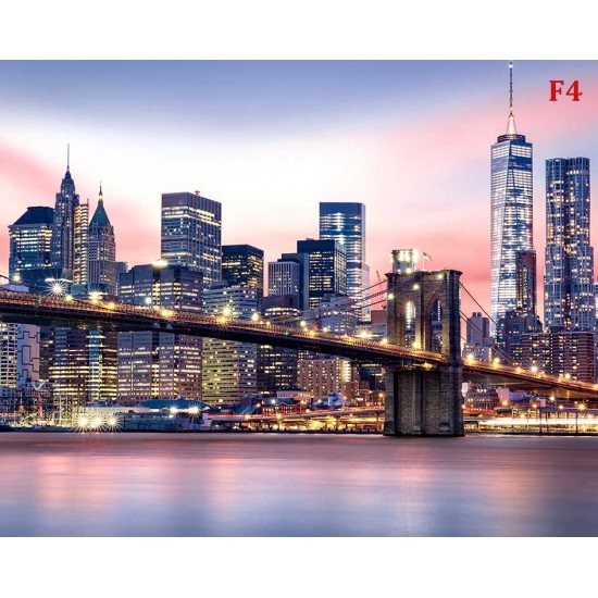 Photo mural the Brooklyn bridge in pastel glow in 2 colors Photo mural the Brooklyn bridge in pastel glow in 2 colors