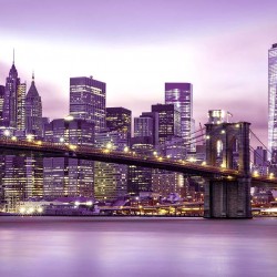Photo mural the Brooklyn bridge in pastel glow in 2 colors