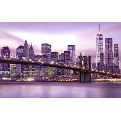 Photo mural the Brooklyn bridge in pastel glow in 2 colors