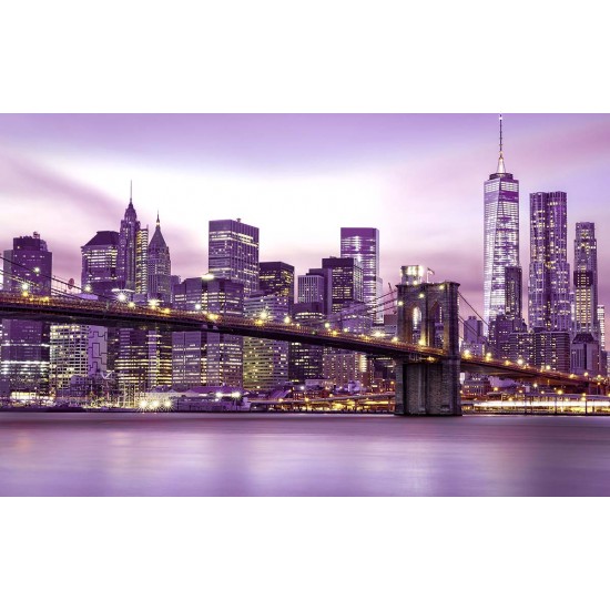 Photo mural the Brooklyn bridge in pastel glow in 2 colors Photo mural the Brooklyn bridge in pastel glow in 2 colors
