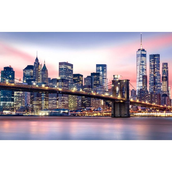 Photo mural the Brooklyn bridge in pastel glow in 2 colors Photo mural the Brooklyn bridge in pastel glow in 2 colors