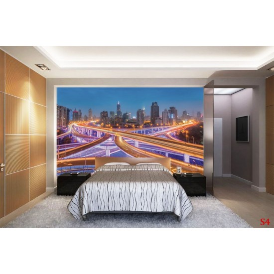 Wallpapers mural night attractive view shining Shanghai