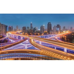 Wallpapers mural night attractive view shining Shanghai