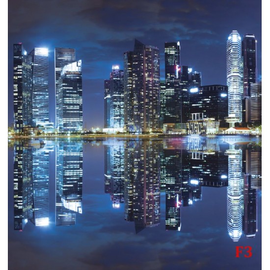Wallpapers mural blue mirror view of night city lights